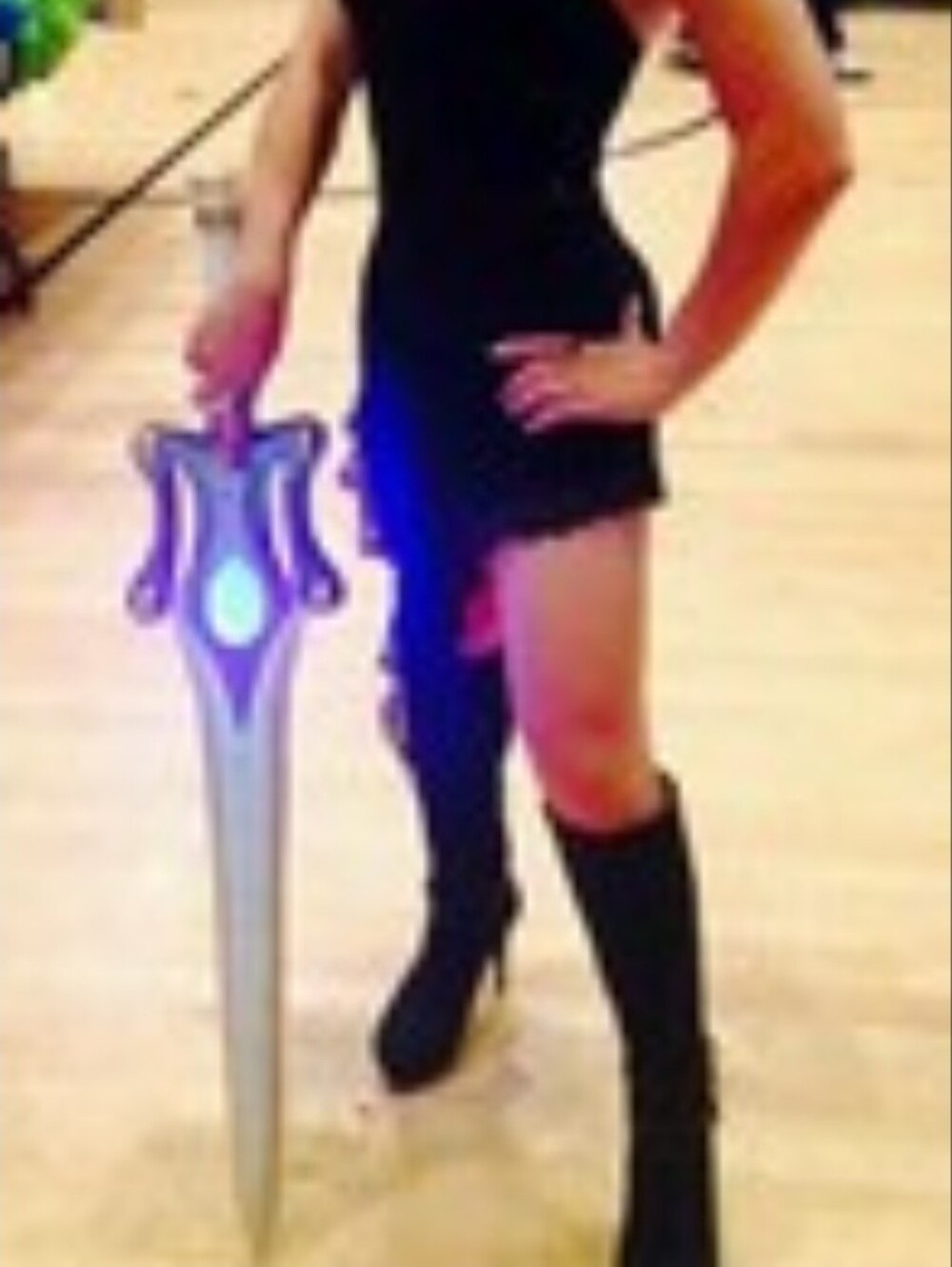 36" Wood Replica Hand-made She-Ra Sword with Light up Jewel Cosplay Halloween